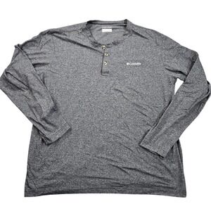 Columbia Shirt Mens 2XL Gray Omni-Wick Long Sleeve Henley Outdoor Hiking Trail